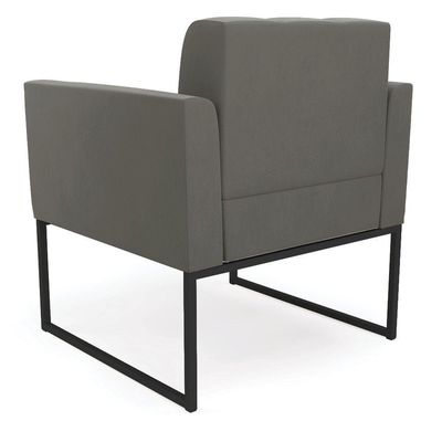 Poltrona Elisa Suede Base Metálica Industrial Preto - D'rossi Cor Grafite