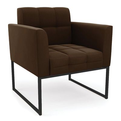 Kit 1 Sofá Namoradeira E 1 Poltrona Elisa Suede Base Metálica Industrial Preto - D'rossi Cor Marrom