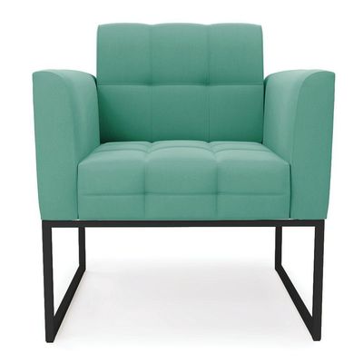 Poltrona Elisa Suede Base Metálica Industrial Preto - D'rossi Cor Azul Turquesa