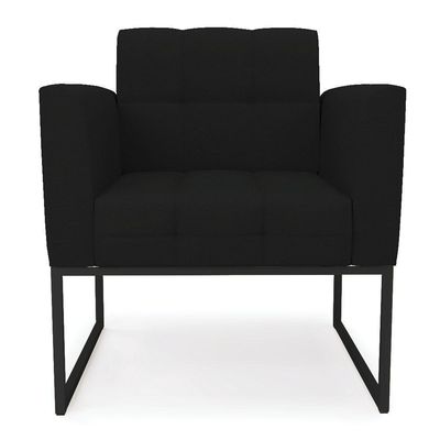 Poltrona Elisa Linho Base Metálica Industrial Preto - D'rossi Cor A79 Preto