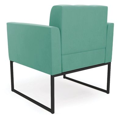 Poltrona Elisa Suede Base Metálica Industrial Preto - D'rossi Cor Azul Turquesa