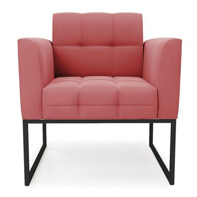 Poltrona Elisa Suede Base Metálica Industrial Preto - D'rossi Cor Rose