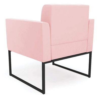Poltrona Elisa Suede Rosa Bebê Base Metálica Industrial Preto - D'rossi