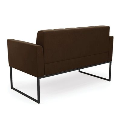 Kit 1 Sofá Namoradeira E 2 Poltronas Elisa Suede Base Metálica Industrial Preto - D'rossi Cor Marrom