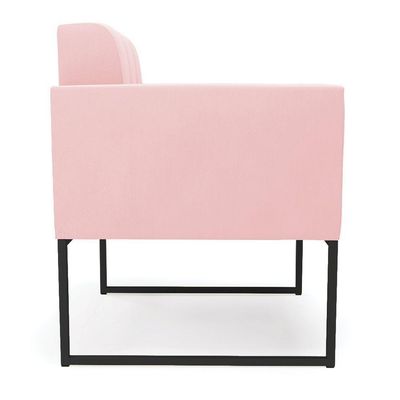 Poltrona Elisa Suede Rosa Bebê Base Metálica Industrial Preto - D'rossi