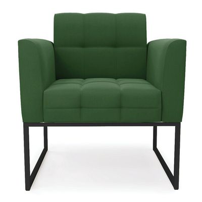 Poltrona Elisa Suede Verde Base Metálica Industrial Preto - D'rossi