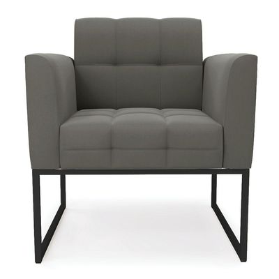 Poltrona Elisa Suede Grafite Base Metálica Industrial Preto - D'rossi