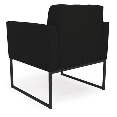 Poltrona Elisa Linho Preto A79 Base Metálica Industrial Preto - D'rossi