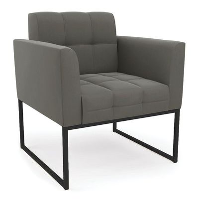 Poltrona Elisa Suede Grafite Base Metálica Industrial Preto - D'rossi