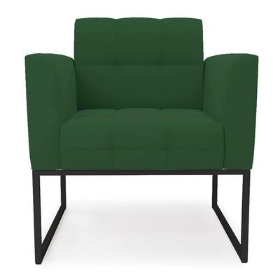 Poltrona Elisa Veludo Base Metálica Industrial Preto - D'rossi Cor Verde