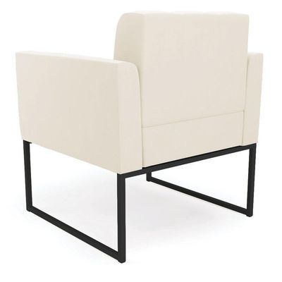 Poltrona Elisa Veludo Base Metálica Industrial Preto - D'rossi Cor Bege