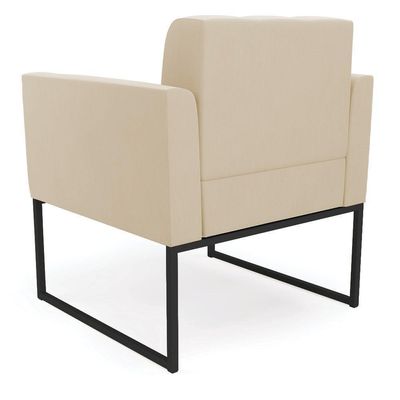 Poltrona Elisa Suede Base Metálica Industrial Preto - D'rossi Cor Bege