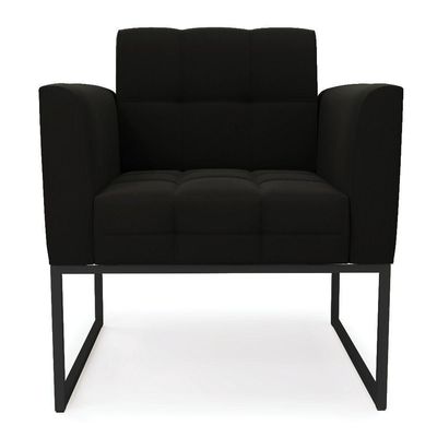 Poltrona Elisa Suede Preto Base Metálica Industrial Preto - D'rossi