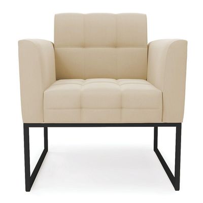 Poltrona Elisa Suede Base Metálica Industrial Preto - D'rossi Cor Bege