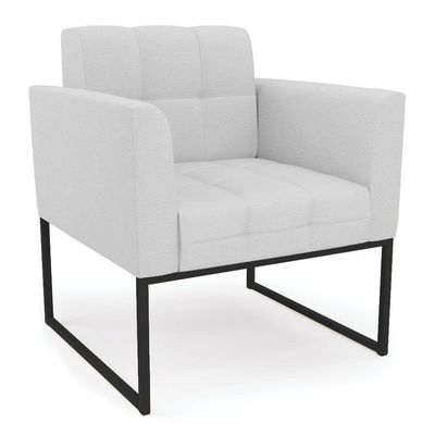 Poltrona Elisa Linho Base Metálica Industrial Preto - D'rossi Cor A05 Cinza