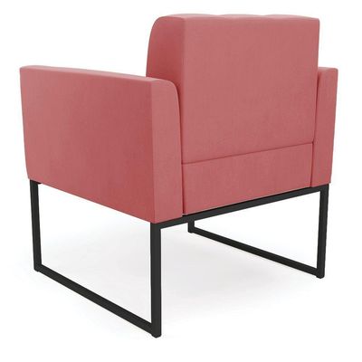Poltrona Elisa Suede Rosê Base Metálica Industrial Preto - D'rossi
