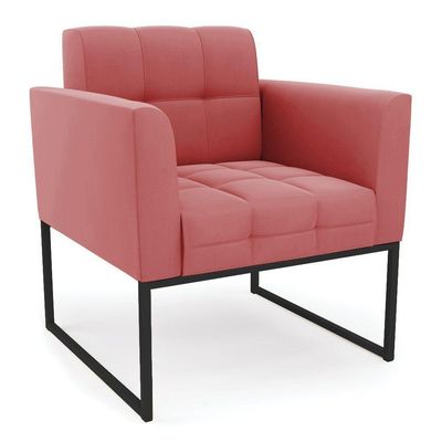 Poltrona Elisa Suede Rosê Base Metálica Industrial Preto - D'rossi