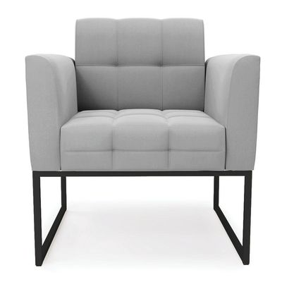 Poltrona Elisa Suede Base Metálica Industrial Preto - D'rossi Cor Cinza