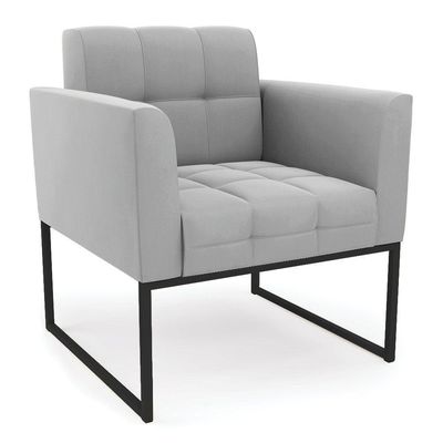 Poltrona Elisa Suede Base Metálica Industrial Preto - D'rossi Cor Cinza