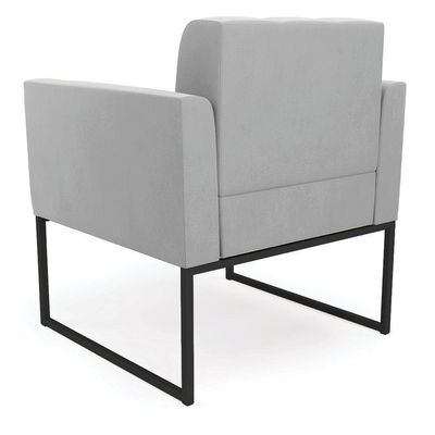 Poltrona Elisa Suede Base Metálica Industrial Preto - D'rossi Cor Cinza