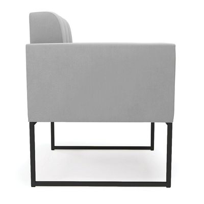 Poltrona Elisa Suede Cinza Base Metálica Industrial Preto - D'rossi