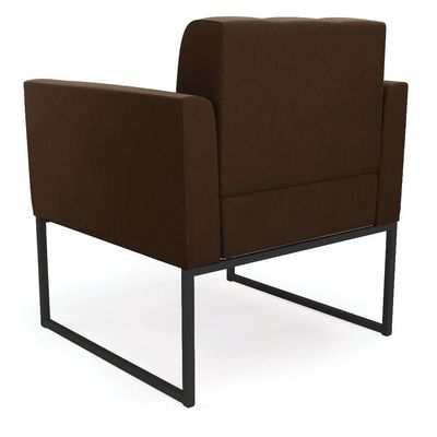 Poltrona Elisa Suede Marrom Base Metálica Industrial Preto - D'rossi