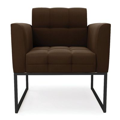 Poltrona Elisa Suede Marrom Base Metálica Industrial Preto - D'rossi