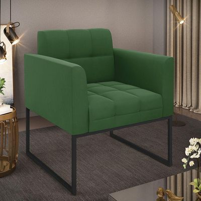 Poltrona Elisa Suede Base Metálica Industrial Preto - D'rossi Cor Verde