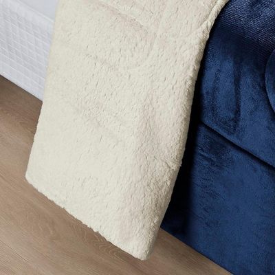 Coberdrom Sherpa E Flannel Everest King Manta Alta 150g 01 Peça - Marinho