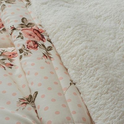Coberdrom Sherpa-percal 180 Fios Estampado Solteiro Gran Moratta 01 Peça - Floral Salmão
