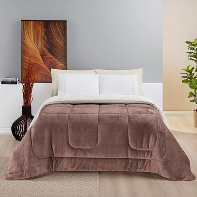 Coberdrom Sherpa E Flannel Everest King Manta Alta 150g 01 Peça - Rose
