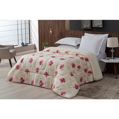 Coberdrom Sherpa-percal 180 Fios Estampado Solteiro Gran Moratta 01 Peça - Floral Rose