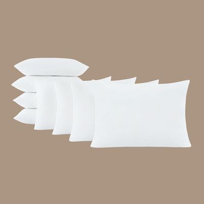 Kit 8 Travesseiros 50x70cm Antialérgico Lavável Fibra Siliconada Macio Confort - Branco