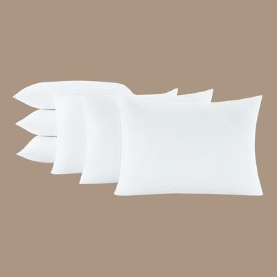 Kit 6 Travesseiros 50x70cm Antialérgico Lavável Fibra Siliconada Macio Confort - Branco