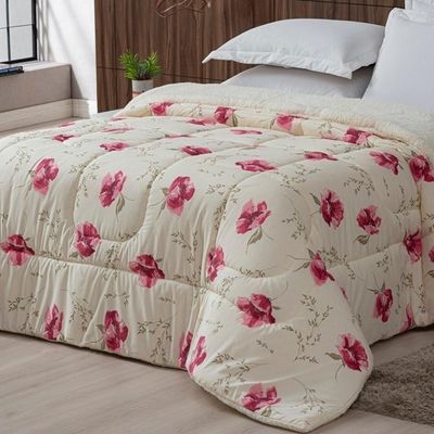 Coberdrom Sherpa-percal 180 Fios Estampado Solteiro Gran Moratta 01 Peça - Floral Rose
