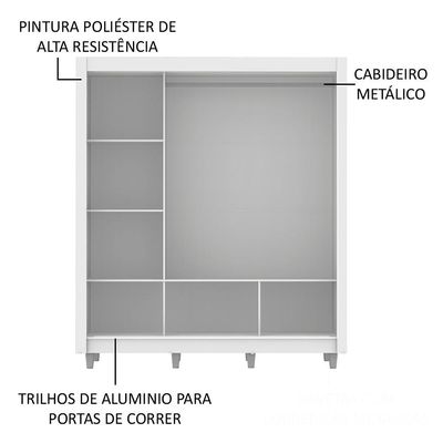 Guarda Roupa Mônaco Casal 3 Portas Correr Espelho Pés Madesa