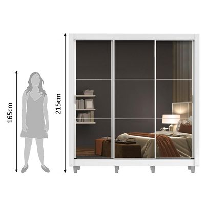 Guarda Roupa Mônaco Casal 3 Portas Correr Espelho Pés Madesa
