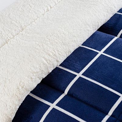 Coberdrom Sherpa E Flannel Austin King Manta 100g 01 Peça - Marinho