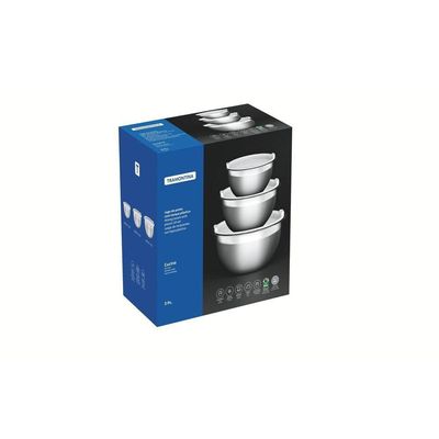 Jogo De Potes Tramontina Cucina Em Aço Inox Com Tampa Plástica 3 Peças Tramontina