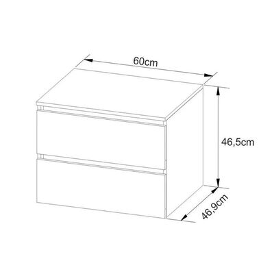 Balcão P- Banheiro Suspenso Bn3607 2 Gavetas Cor Mármore Branco - Tecno Mobili