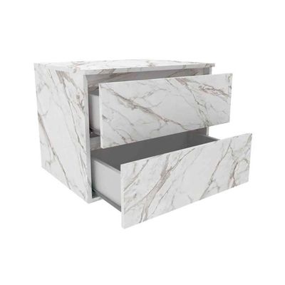 Balcão P- Banheiro Suspenso Bn3607 2 Gavetas Cor Mármore Branco - Tecno Mobili