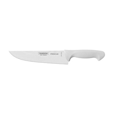 Faca Para Cozinha Premium Com Lâmina Em Aço Inox E Cabo De Polipropileno Branco 8"