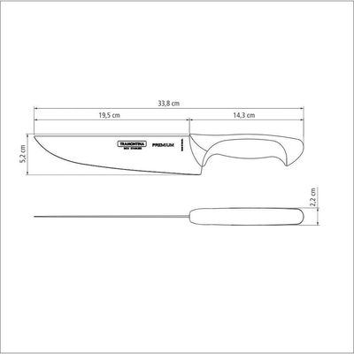 Faca Para Cozinha Premium Com Lâmina Em Aço Inox E Cabo De Polipropileno Branco 8"