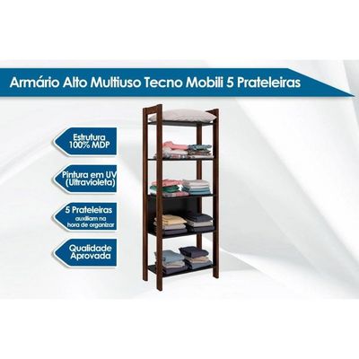 Closet De Casal Az1005 Armário C- 5 Prateleiras Amêndoa-branco - Tecno Mobili