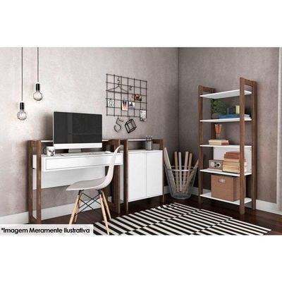 Closet De Quarto Az1005 Armário C/ 5 Prateleiras Branco/nogal - Tecno Mobili