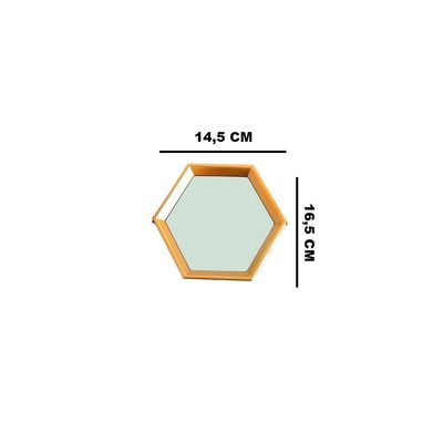 Kit 03 Espelhos Decorativo Moldura Hexagonal Dourado - D'rossi