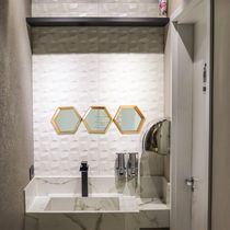 Kit 03 Espelhos Decorativo Moldura Hexagonal Dourado - D'rossi