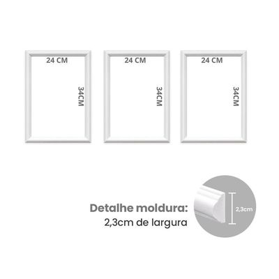 Kit 3 Quadros Decorativos Pandinhas 24x34cm