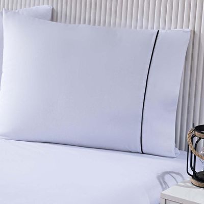 Jogo De Cama Lençol 100% Algodão Percal 150 Fios Queen Gran Moratta 3 Peças - Branco E Cinza