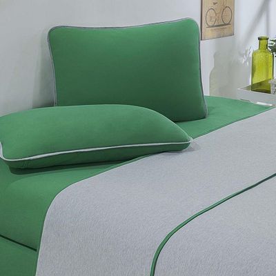 Jogo De Cama Malha Lençol 100% Algodão Urbano 4 Peças King - Verde Bandeira-mescla